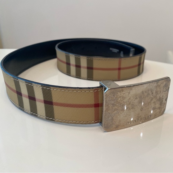 BURBERRY PLAID LEATHER BELT - Picture 2 of 3